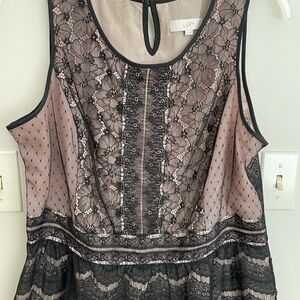 LOFT Black Floral Lace Top